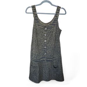 Sanctuary Tank Shift Dress Size Large Green Black Multi Animal Patterns